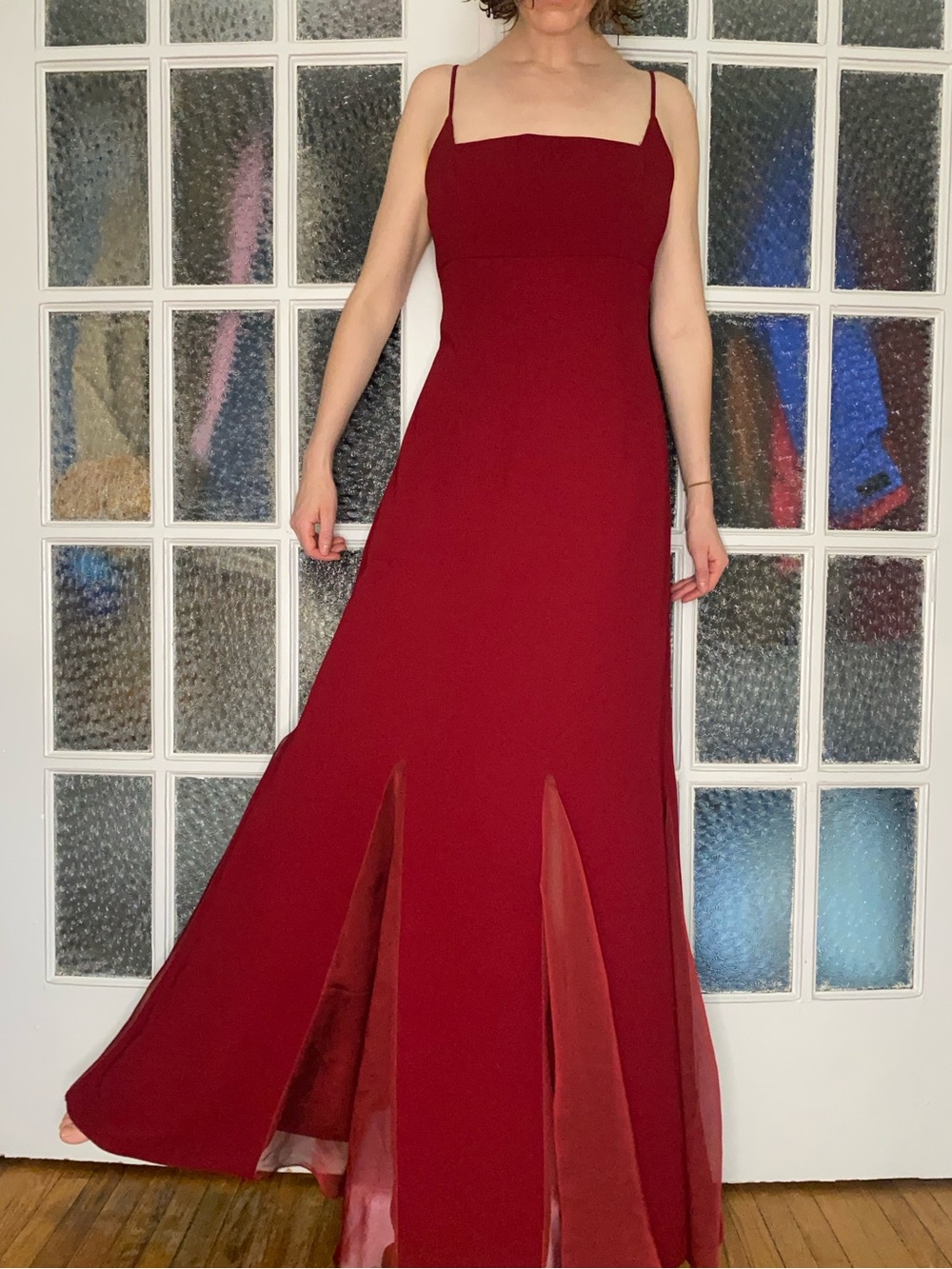 Women's Burgundy Spaghetti-Strap Maxi Dress
